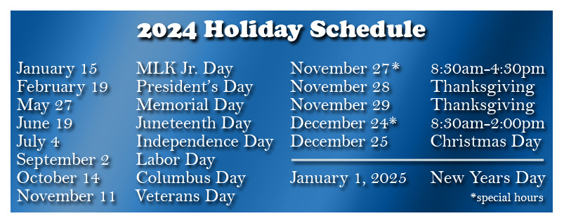 Holiday Hours