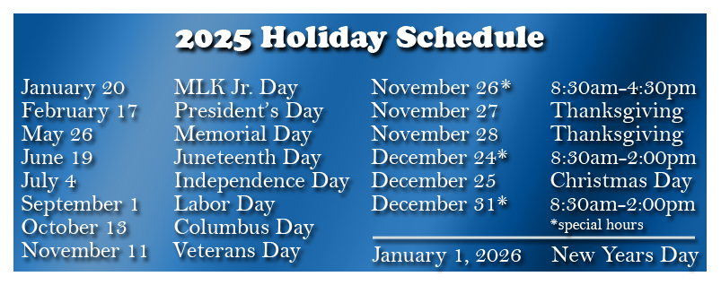 Holiday Hours